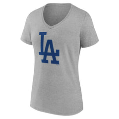 Los Angeles Dodgers Women's Secondary Color Primary Logo T-Shirt Ash