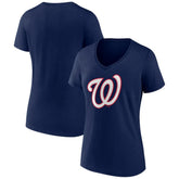 Washington Nationals Women's Secondary Color Primary Logo T-Shirt Navy
