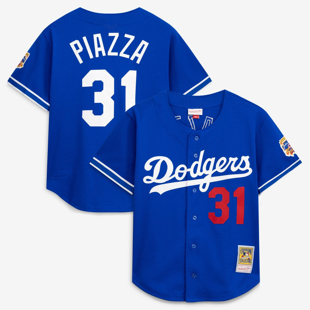 Mike Piazza Los Angeles Dodgers Cooperstown Collection Mesh Batting Practice Button-Up Jersey Royal