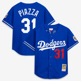Mike Piazza Los Angeles Dodgers Cooperstown Collection Mesh Batting Practice Button-Up Jersey Royal