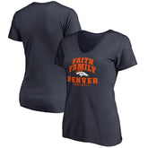 Denver Broncos Women's Faith Family V-Neck T-Shirt - Navy cheap