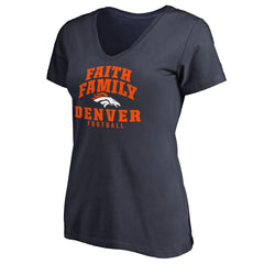 Denver Broncos Women's Faith Family V-Neck T-Shirt - Navy cheap