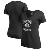 Brooklyn Nets Women's Primary Logo V-Neck T-Shirt - Black discount