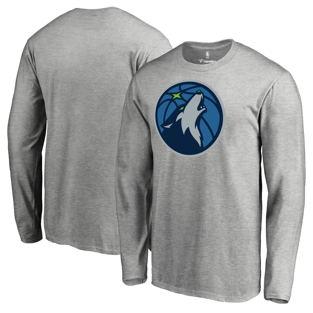 Minnesota Timberwolves Primary Logo Long Sleeve T-Shirt - Heather Gray for sale
