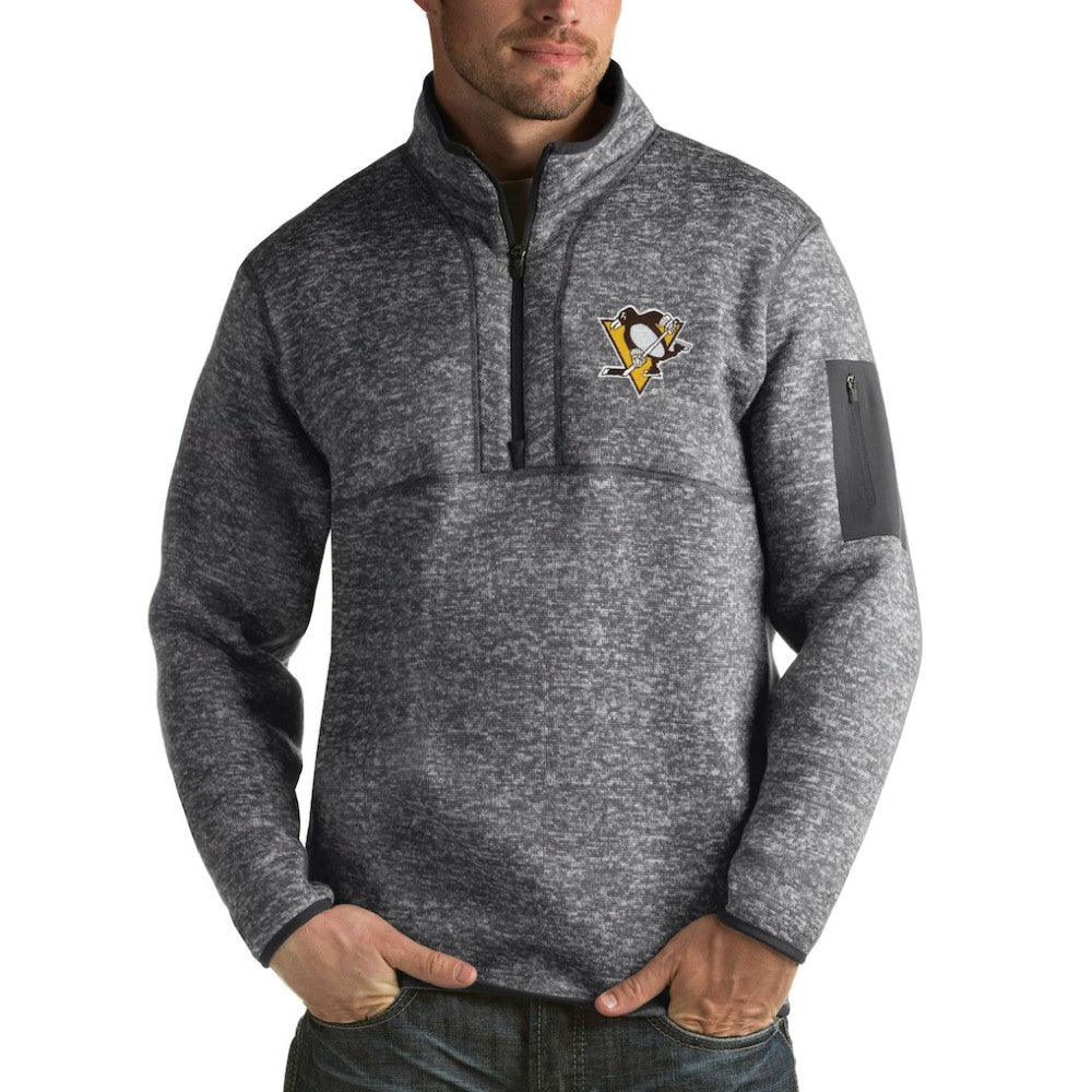 Pittsburgh Penguins Antigua Fortune 1/2-Zip Pullover Jacket - Charcoal Pullover