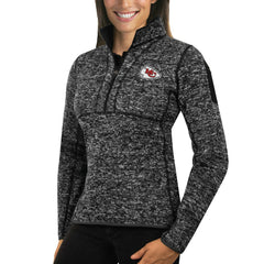 Kansas City Chiefs Antigua Women's Fortune Half-Zip Sweater - Heather Black cheap