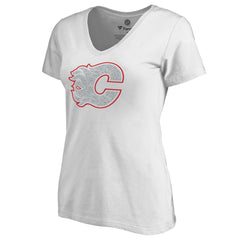 Calgary Flames Women's Whiteout V-Neck T-Shirt - White T-shirts