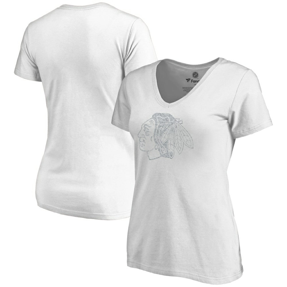 Chicago Blackhawks Women's Whiteout V-Neck T-Shirt - White T-shirts