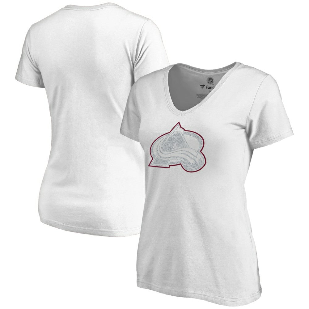 Colorado Avalanche Women's Whiteout V-Neck T-Shirt - White T-shirts