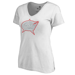 Columbus Blue Jackets Women's Whiteout V-Neck T-Shirt - White T-shirts