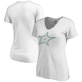 Dallas Stars Women's Whiteout V-Neck T-Shirt - White T-shirts