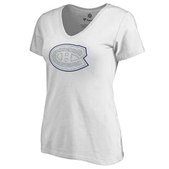Montreal Canadiens Women's Whiteout V-Neck T-Shirt - White T-shirts