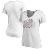 New Jersey Devils Women's Whiteout V-Neck T-Shirt - White T-shirts