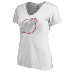 New Jersey Devils Women's Whiteout V-Neck T-Shirt - White T-shirts