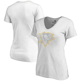 Pittsburgh Penguins Women's Whiteout V-Neck T-Shirt - White T-shirts