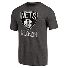Brooklyn Nets Distressed Team Logo Tri-Blend T-Shirt - Heather Black discount