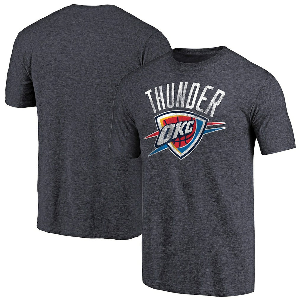 Oklahoma City Thunder Distressed Team Logo Tri-Blend T-Shirt - Heather Navy for sale