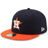 Houston Astros Road Authentic Collection On Field 59FIFTY Performance Fitted Hat Navy/Orange