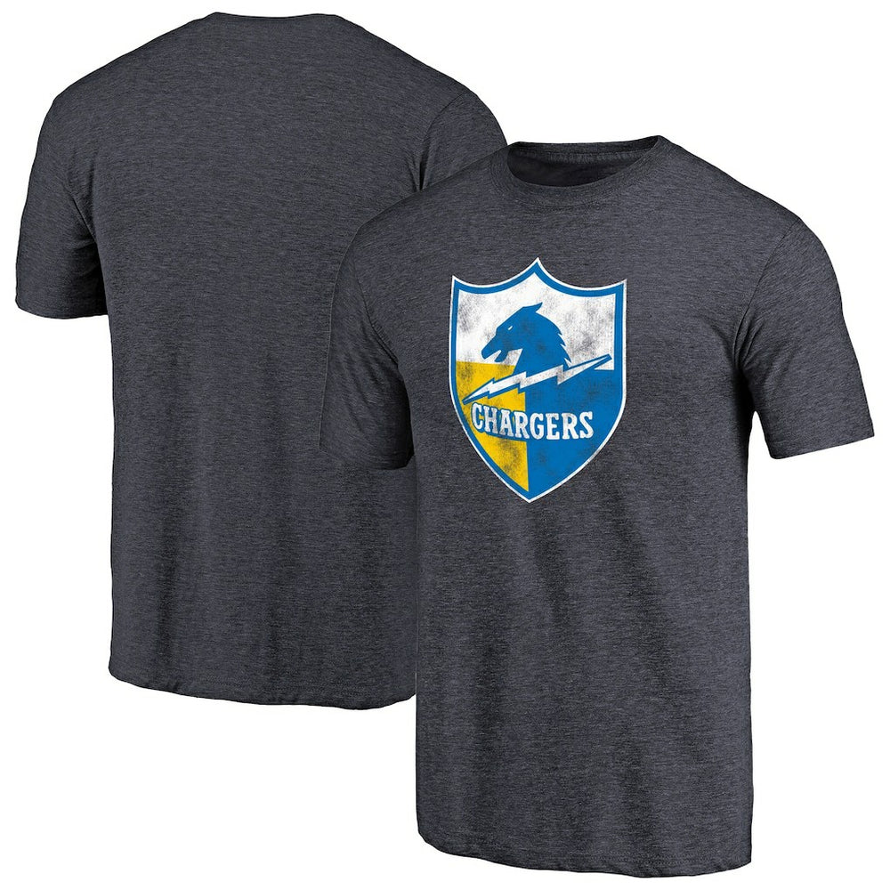 Los Angeles Chargers Throwback Logo Tri-Blend T-Shirt - Navy on sale
