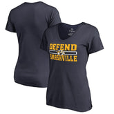 Nashville Predators Women's Hometown Collection Defend V-Neck T-Shirt - Navy T-shirts