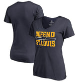 St. Louis Blues Women's Hometown Collection Defend V-Neck T-Shirt - Navy T-shirts
