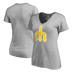 Seattle Mariners Women's Cooperstown Collection Forbes V-Neck T-Shirt Heather Gray
