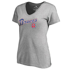 Atlanta Braves Women's Core Wahconah V-Neck T-Shirt Heather Gray