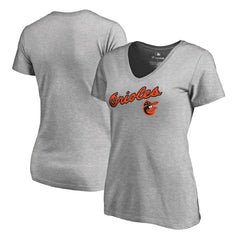 Baltimore Orioles Women's Core Wahconah V-Neck T-Shirt Heather Gray