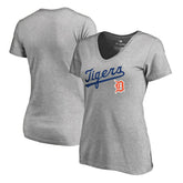Detroit Tigers Women's Core Wahconah V-Neck T-Shirt Heather Gray