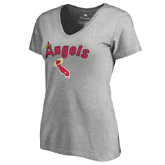Los Angeles Angels Women's Core Wahconah V-Neck T-Shirt Heather Gray