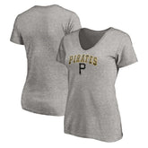 Pittsburgh Pirates Women's Core Wahconah V-Neck T-Shirt Heather Gray
