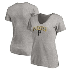 Pittsburgh Pirates Women's Core Wahconah V-Neck T-Shirt Heather Gray