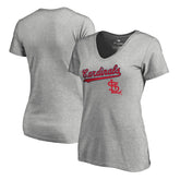 St. Louis Cardinals Women's Core Wahconah V-Neck T-Shirt Heather Gray