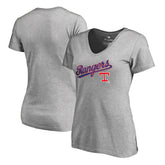 Texas Rangers Women's Core Wahconah V-Neck T-Shirt Heather Gray