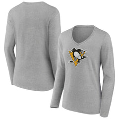 Pittsburgh Penguins Women's Primary Logo Long Sleeve T-Shirt - Ash T-shirts
