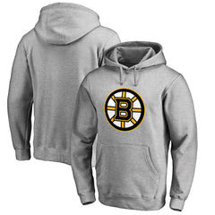 Boston Bruins Primary Logo Pullover Hoodie II - Heather Gray Hoodies