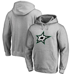 Dallas Stars Primary Team Logo Fleece Fitted Pullover Hoodie - Heather Gray Hoodies