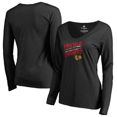 Chicago Blackhawks Women's Hometown Collection Earn Your Feathers Long Sleeve T-Shirt - Black T-shirts