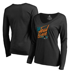 San Jose Sharks Women's Hometown Collection City of Teal Long Sleeve T-Shirt - Black T-shirts