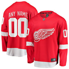 Detroit Red Wings Fanatics Home Breakaway Custom Jersey - Red Jerseys