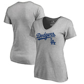 Los Angeles Dodgers Women's Team Lockup T-Shirt Ash