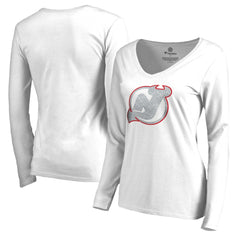 New Jersey Devils Women's White Out Long Sleeve T-Shirt - White T-shirts