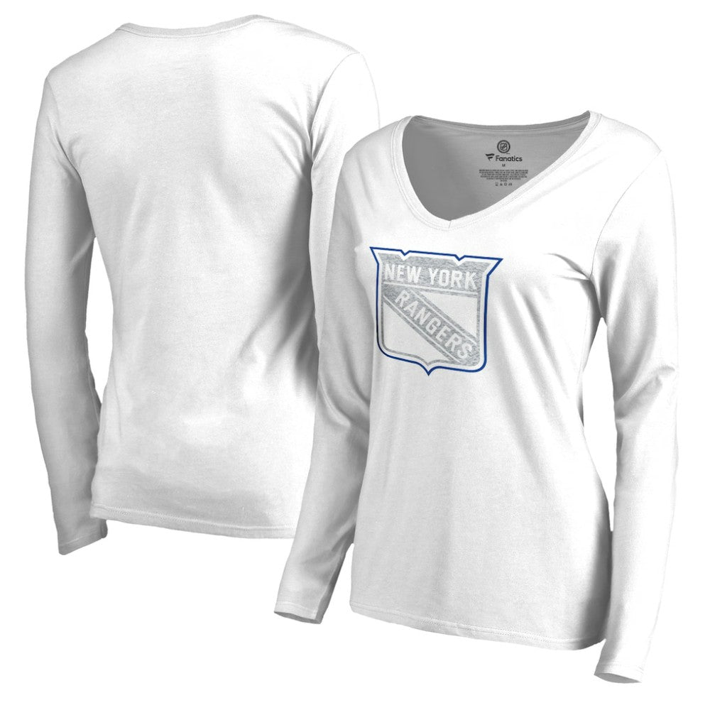 New York Rangers Women's White Out Long Sleeve T-Shirt - White T-shirts