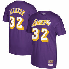 Magic Johnson Los Angeles Lakers Hardwood Classics Name & Number T-Shirt - Purple on sale