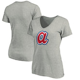 Atlanta Braves Women's Forbes V-Neck T-Shirt Ash