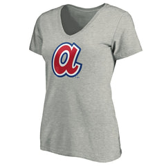 Atlanta Braves Women's Forbes V-Neck T-Shirt Ash