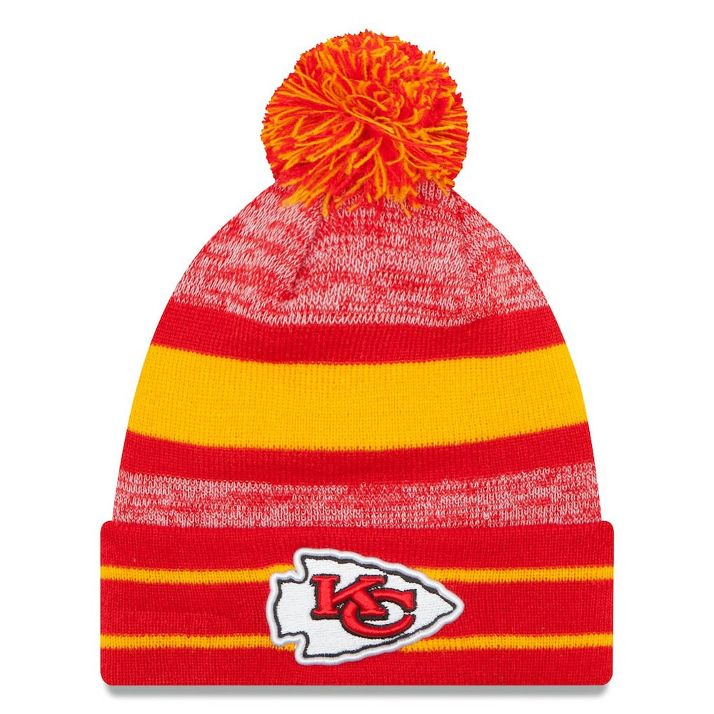 Kansas City Chiefs New Era Team Logo Cuffed Knit Hat with Pom - Red outlet