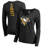 Bryan Rust Pittsburgh Penguins Women's Backer Name & Number Long Sleeve V-Neck T-Shirt - Black T-shirts
