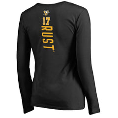 Bryan Rust Pittsburgh Penguins Women's Backer Name & Number Long Sleeve V-Neck T-Shirt - Black T-shirts