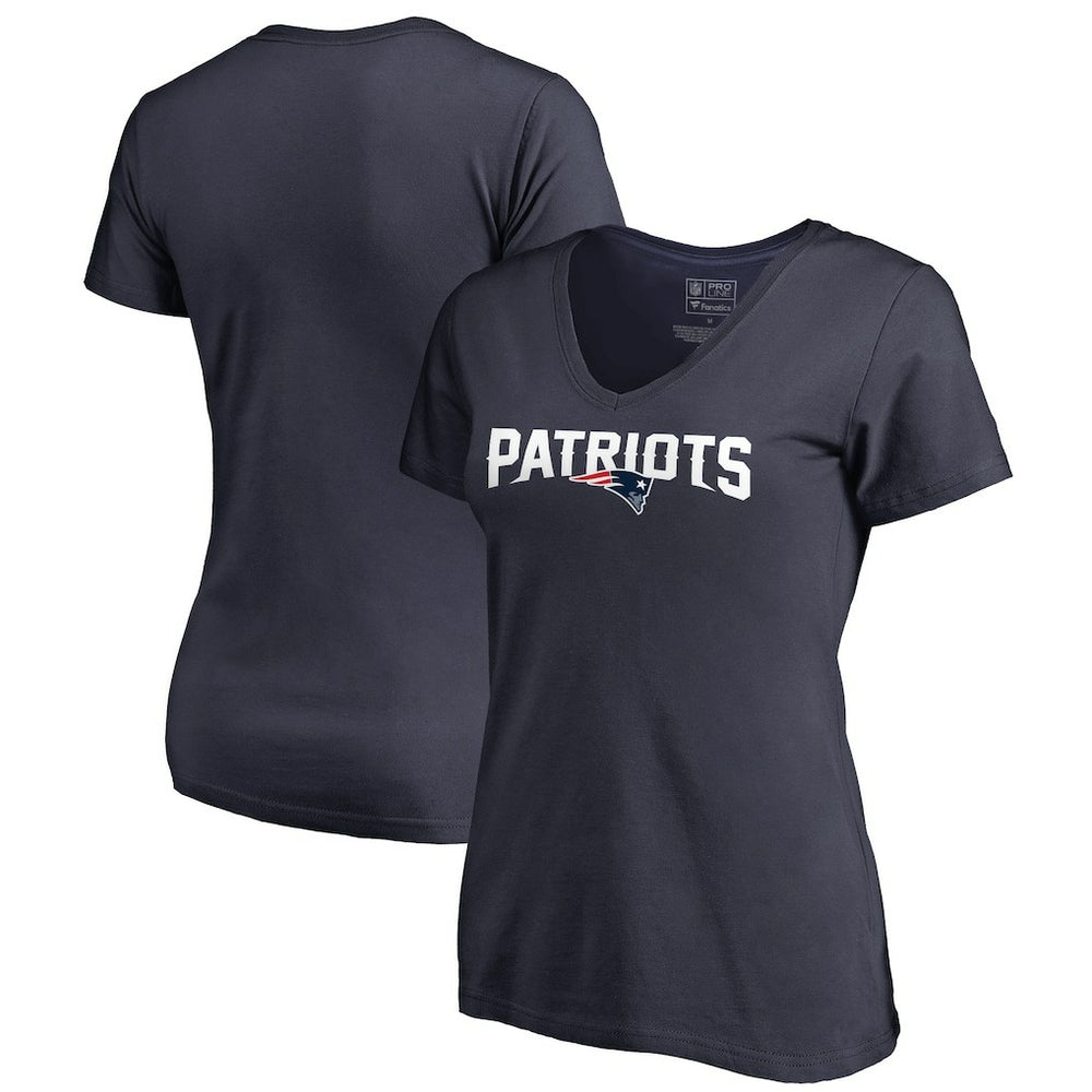 New England Patriots Women's Wordmark V-Neck T-Shirt - Navy for sale